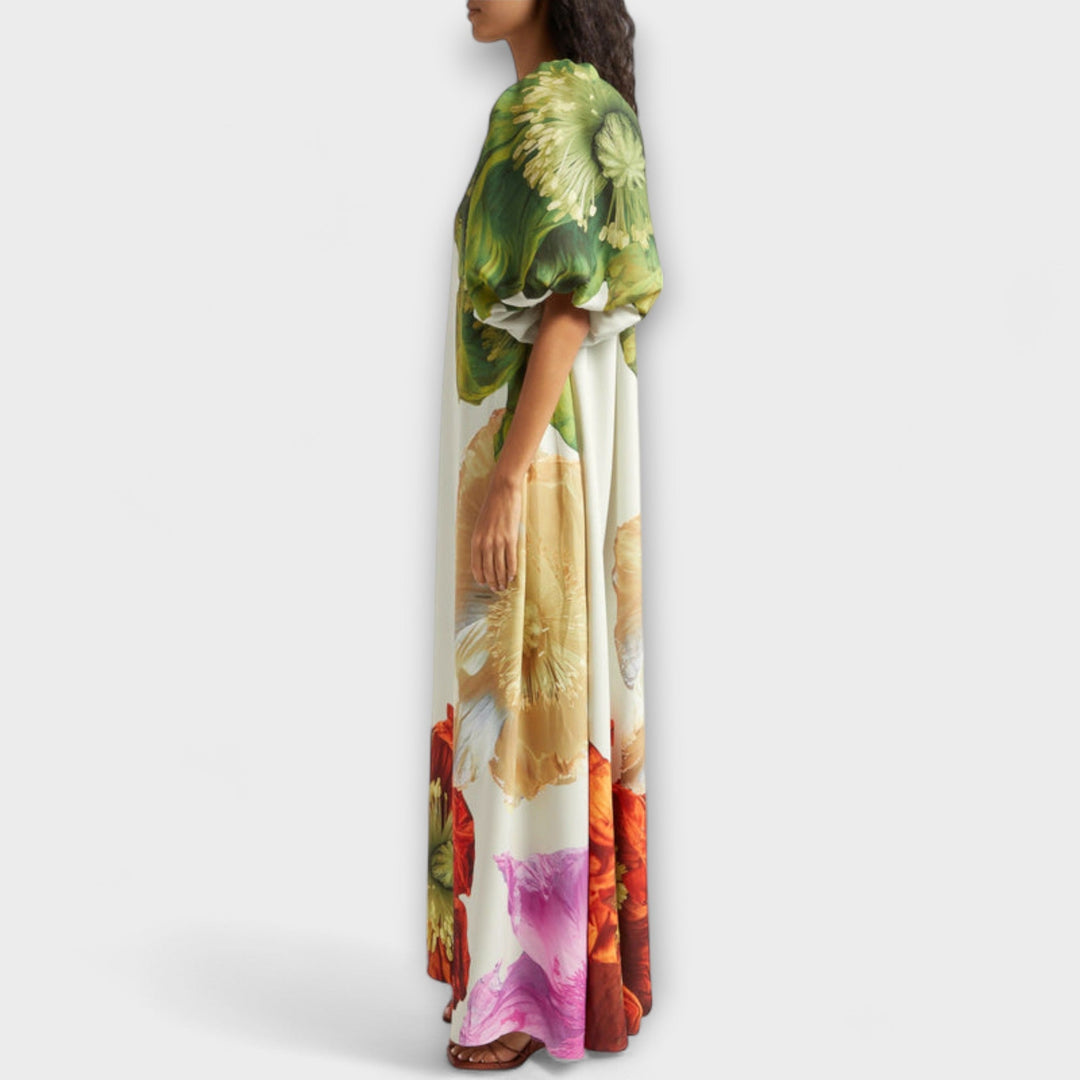 Marie-Luise - Asymmetrisches Floral-Maxikleid