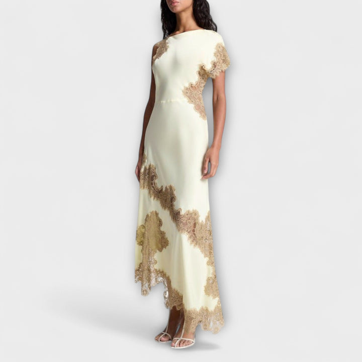 Sandra - Maxikleid mit Satin- und Spitze-Akzenten