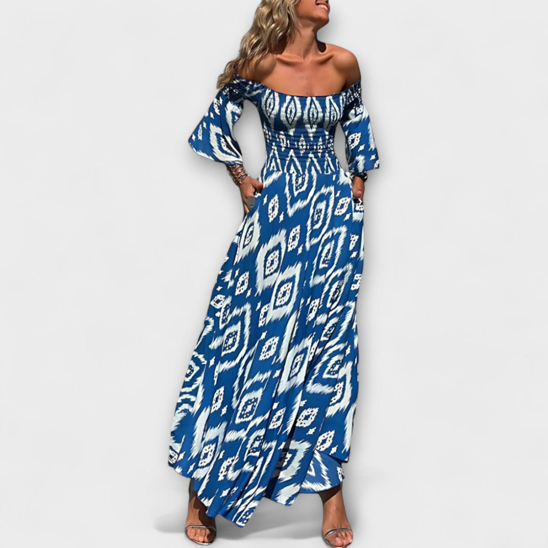 Henrike - Off-Shoulder Kleid mit Meeresblumen