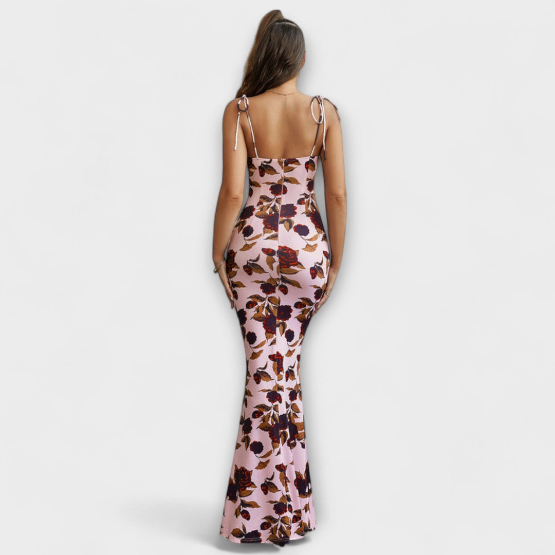 Kathrin - Floral Print Prom Dress mit gebundenen Schulterträgern