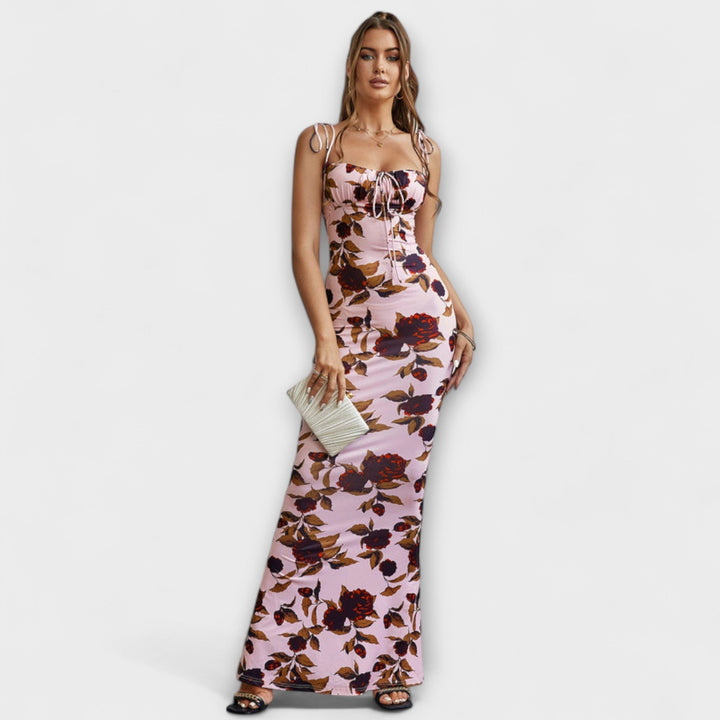 Kathrin - Floral Print Prom Dress mit gebundenen Schulterträgern