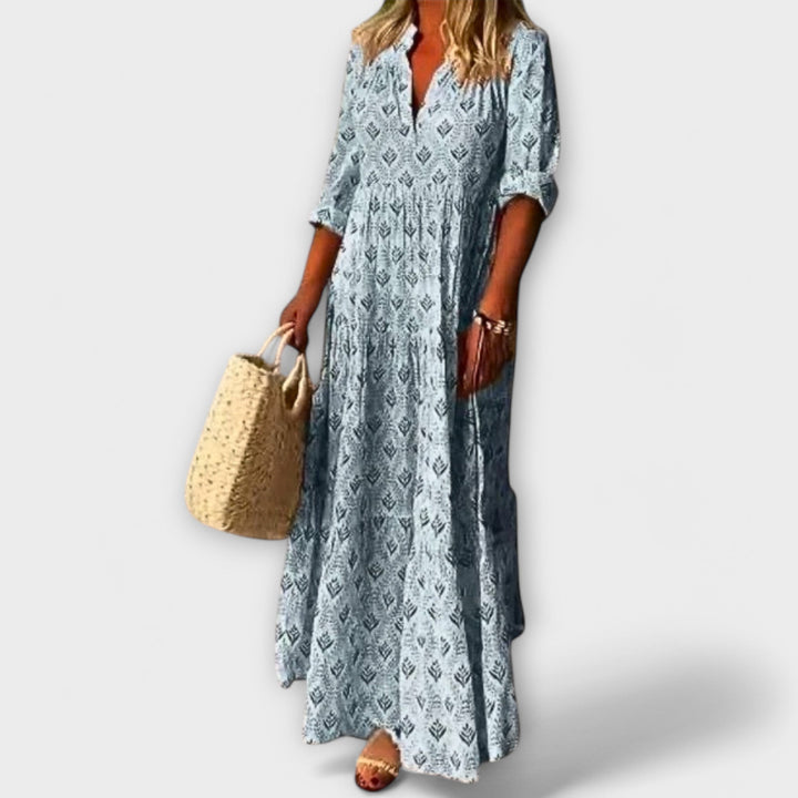 Lene - Stilvolles und Bequemes Frühlings Maxi Kleid