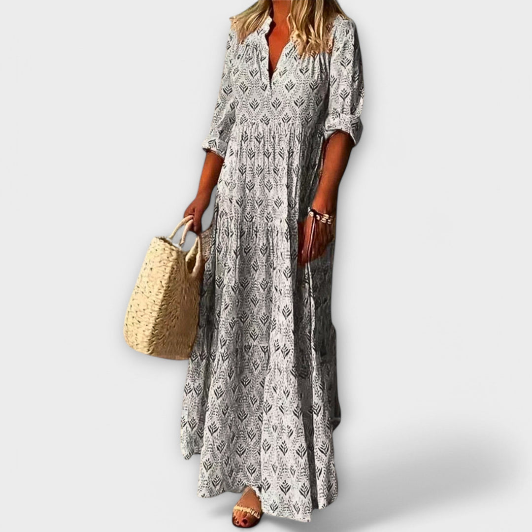 Lene - Stilvolles und Bequemes Frühlings Maxi Kleid