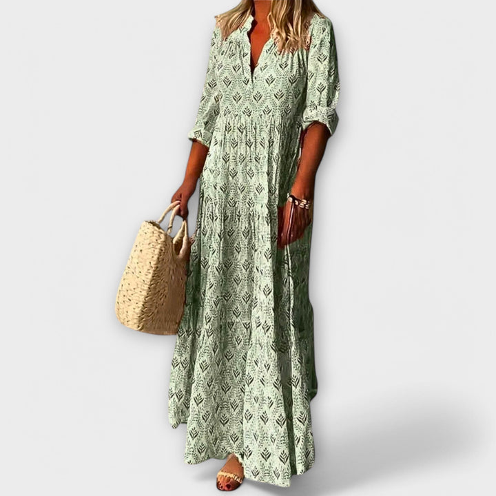 Lene - Stilvolles und Bequemes Frühlings Maxi Kleid