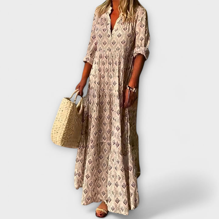 Lene - Stilvolles und Bequemes Frühlings Maxi Kleid