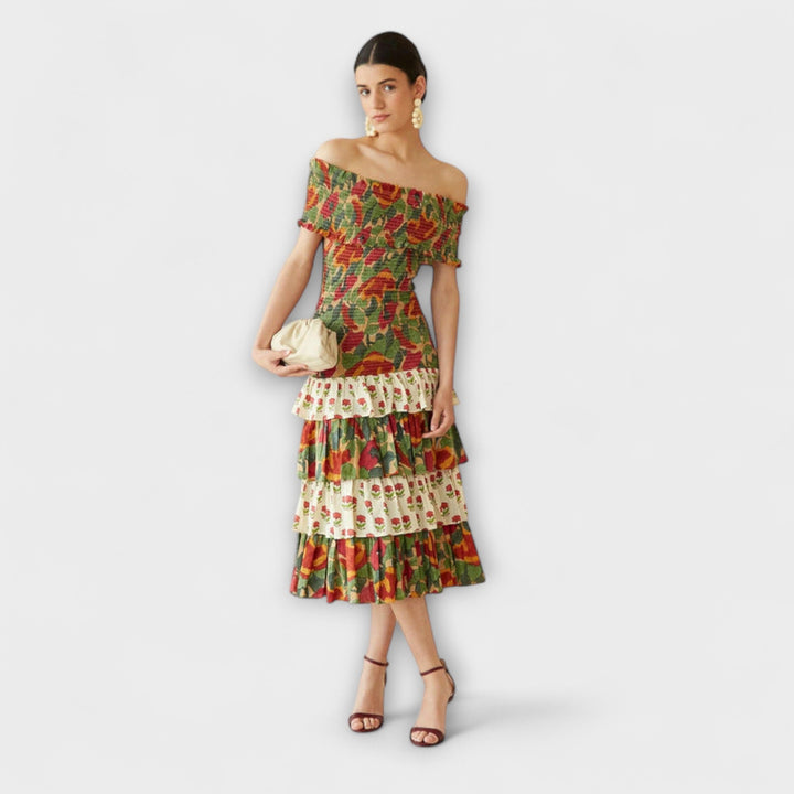 Beate - Lebhaftes Mai-Midi-Kleid