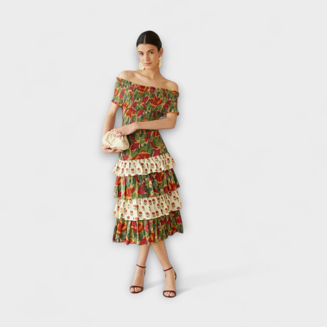 Beate - Lebhaftes Mai-Midi-Kleid