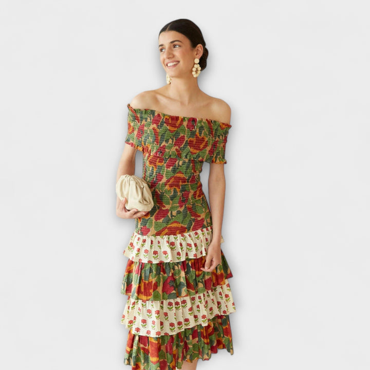 Beate - Lebhaftes Mai-Midi-Kleid