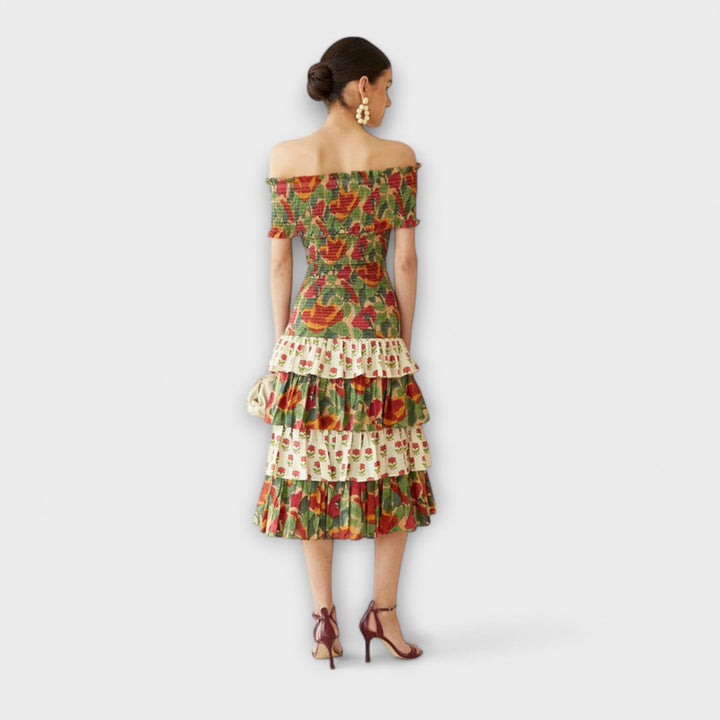 Beate - Lebhaftes Mai-Midi-Kleid