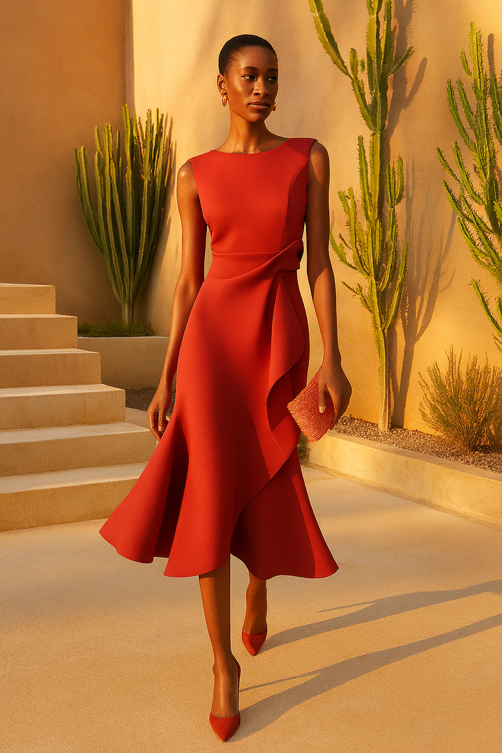 Sarah – Draped Asym Midi