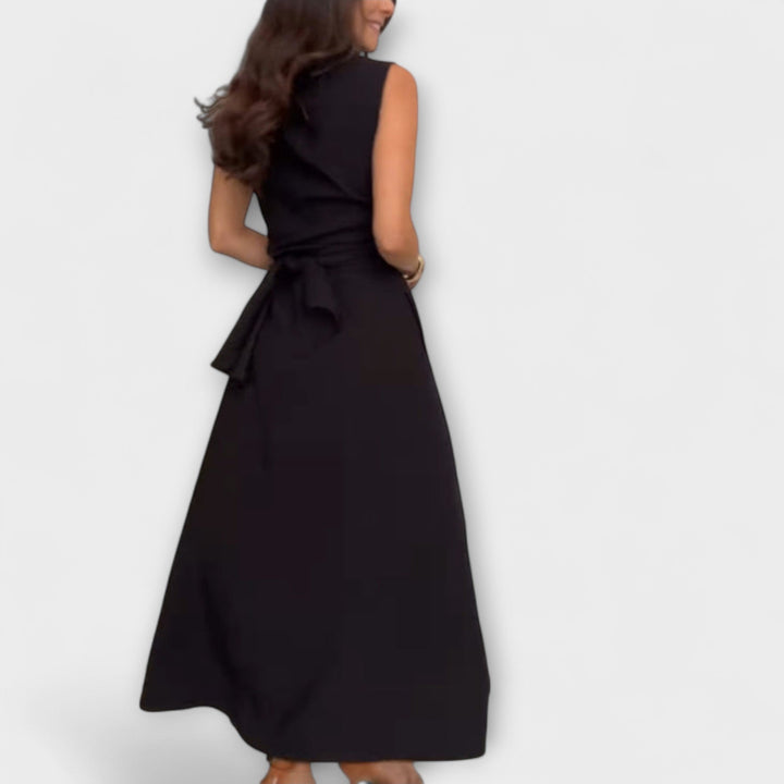 Paula - Auffälliges, einreihiges Midi-Kleid mit Bindedetail