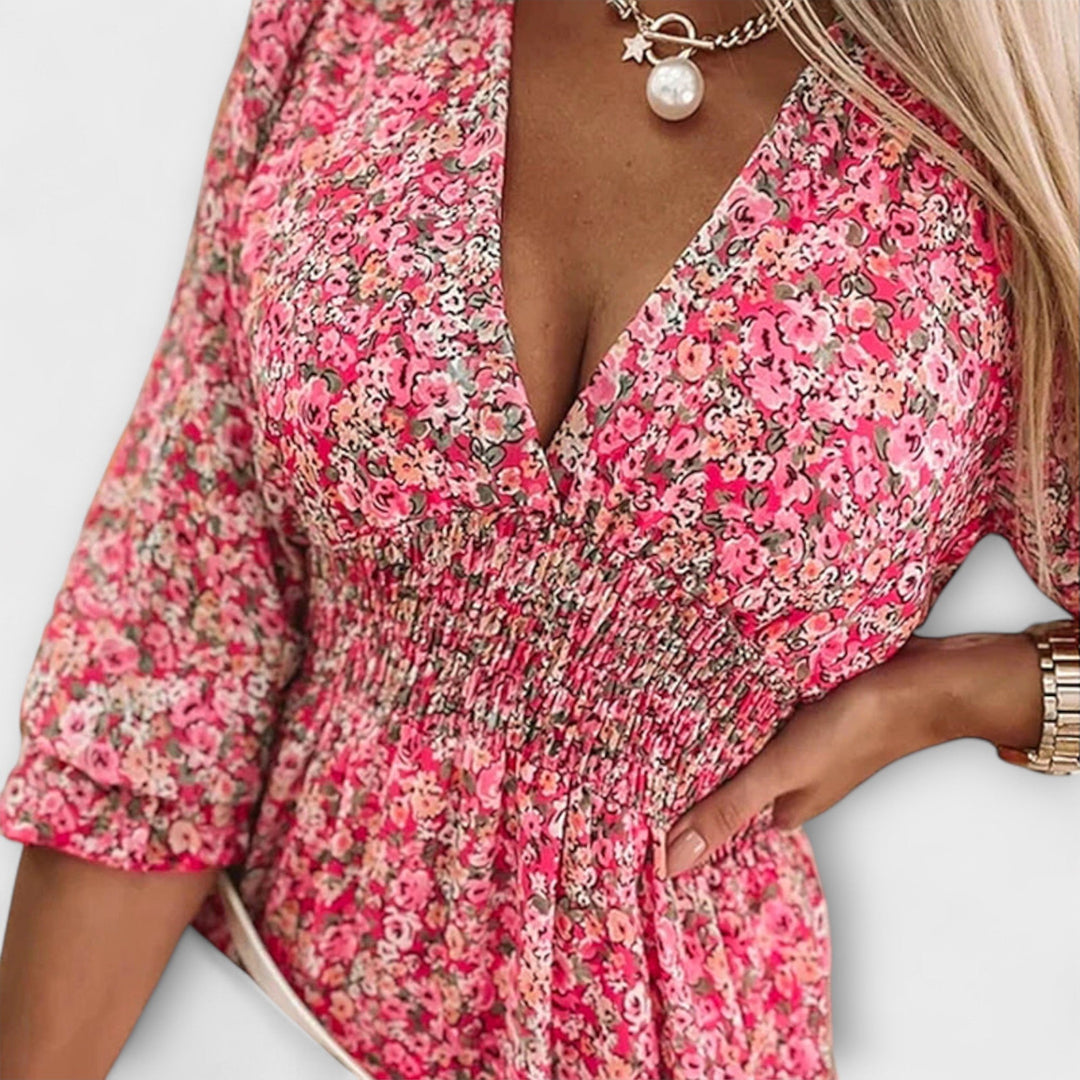Rebekka - Blumiges Puffärmelkleid für Damen