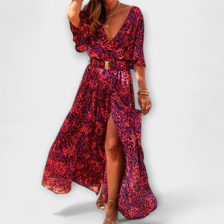 Brunhilde - Stilvolles Wickel-Maxikleid mit fließendem Design
