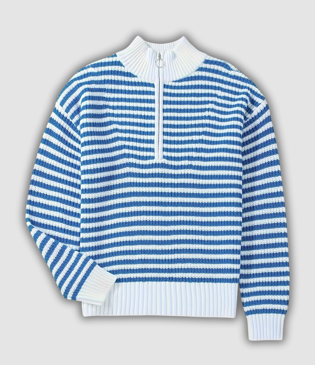 Arntraud - Gestreifter Pullover mit Reißverschluss