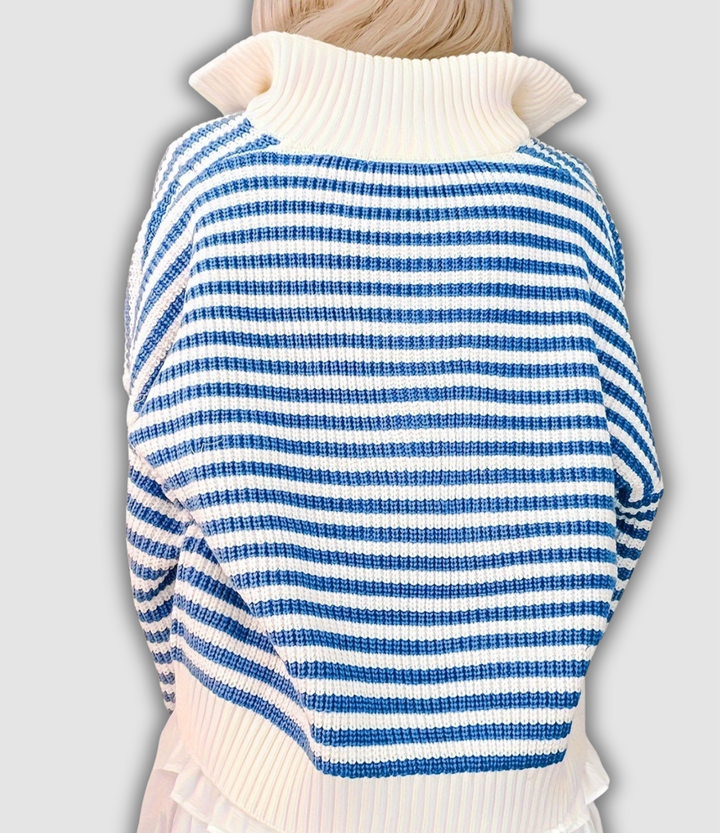 Arntraud - Gestreifter Pullover mit Reißverschluss