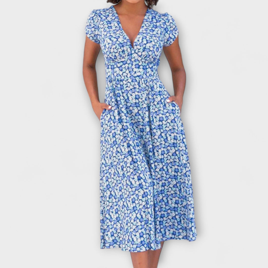 Andrea - Midi Kleid mit Knopfleiste