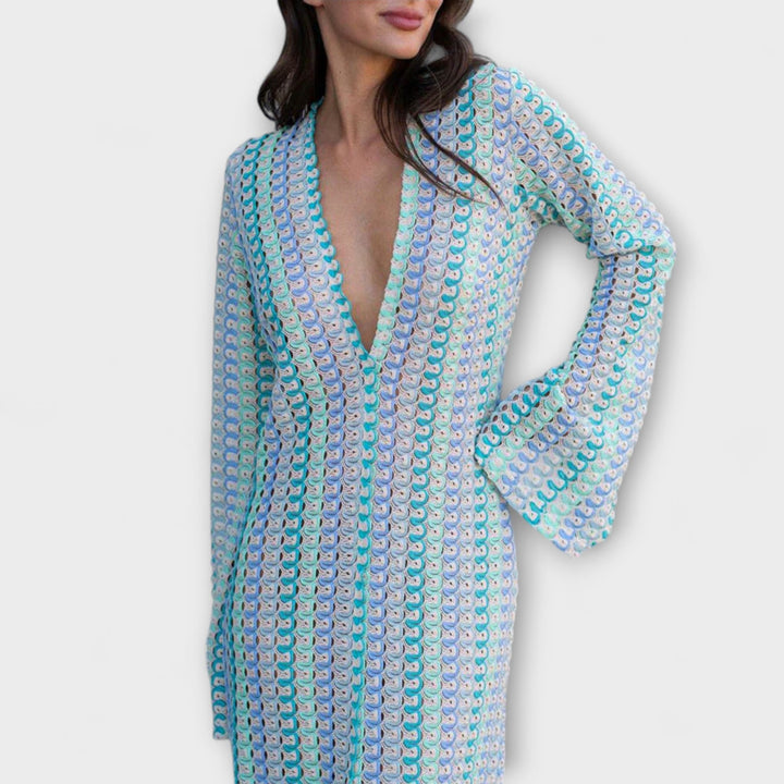 Leonora – Maxikleid mit V-Ausschnitt und Urlaubsflair