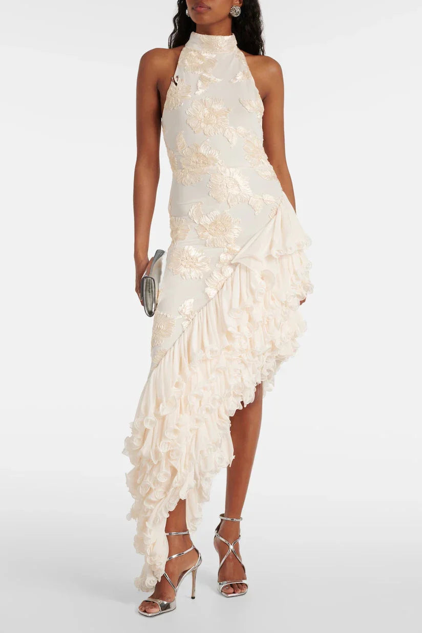 Birgit - Maxikleid mit floralen Applikationen