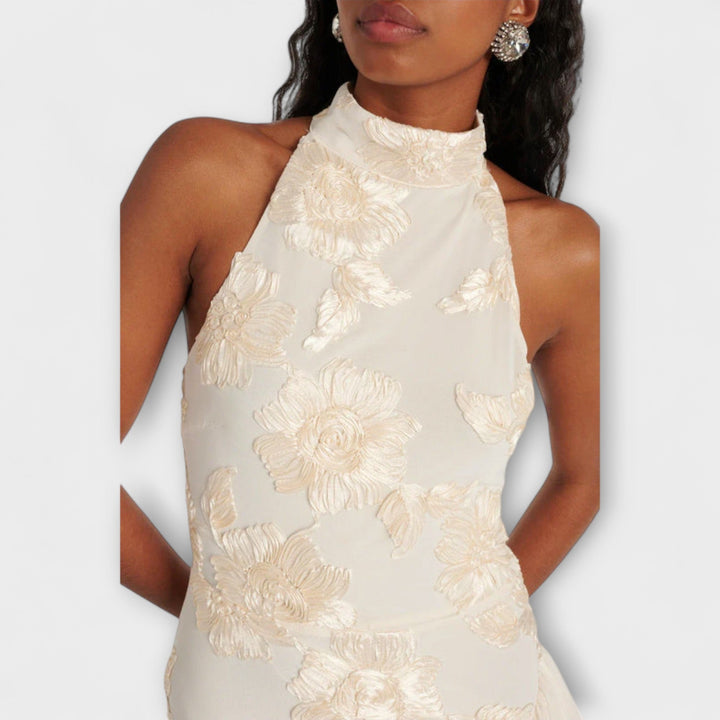 Birgit - Maxikleid mit floralen Applikationen