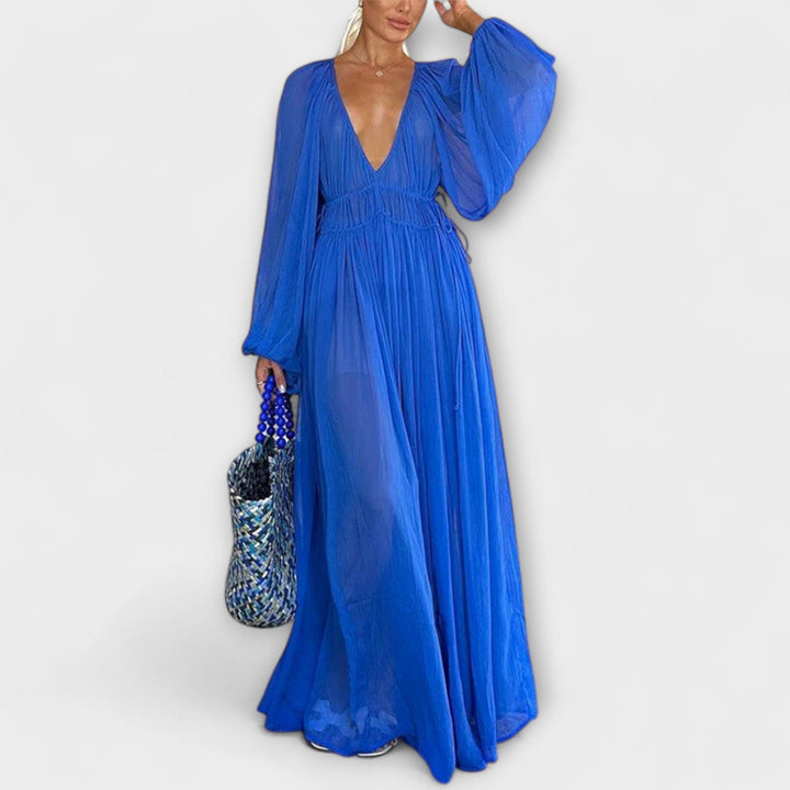 Elli - Elegantes Plissiertes Langarmkleid