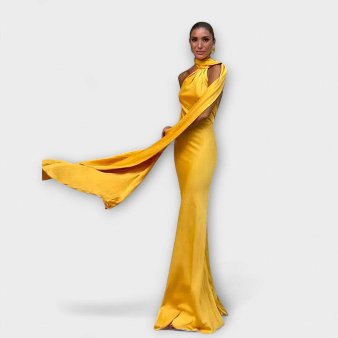 Anika - Schickes Off-Shoulder Halter Maxikleid