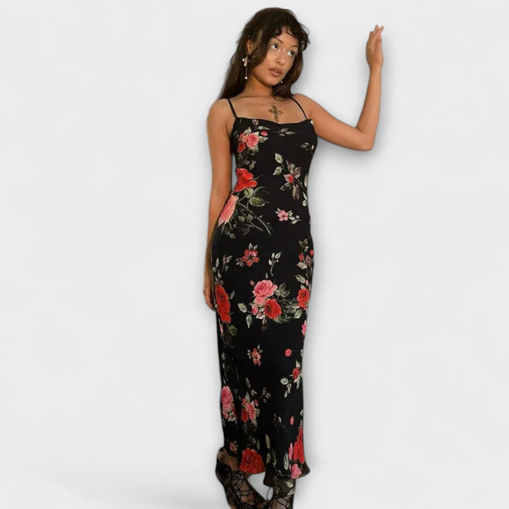Ramona - Blumenmuster Spaghetti-Träger Bodycon Kleid