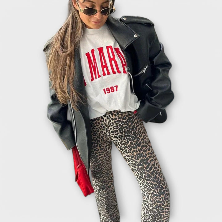 Selma – Vintage-Jeans Mit Wildem Leopardenprint