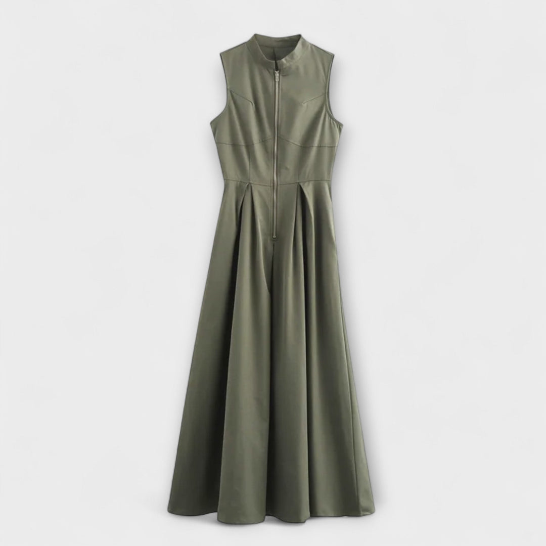 Eva - Ärmelloses Plissee Bodycon Midi Kleid