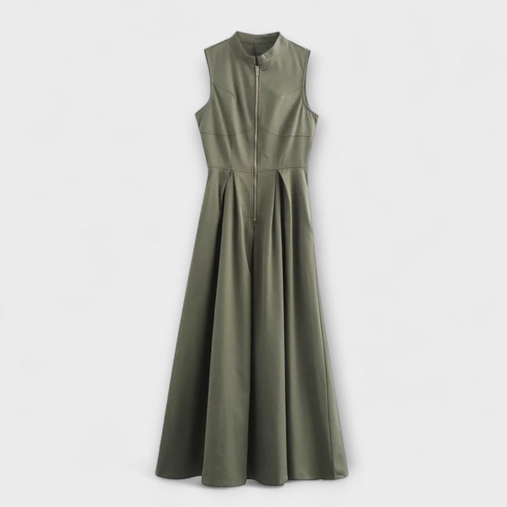 Eva - Ärmelloses Plissee Bodycon Midi Kleid