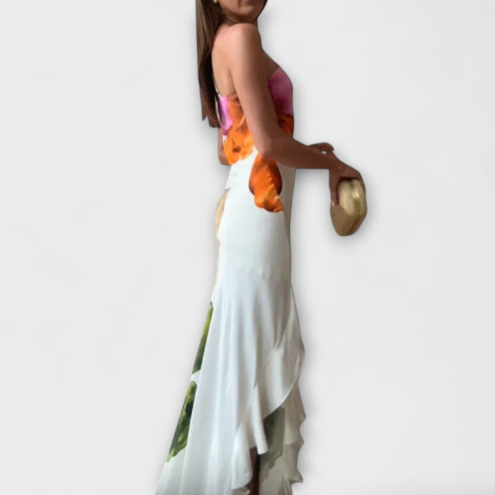 Waltraude - Elegantes Patchwork Maxi Kleid