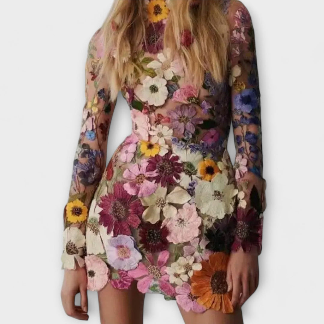 Magrit - Kleid mit 3D-Blumenmuster