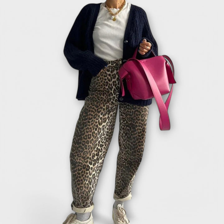 Selma – Vintage-Jeans Mit Wildem Leopardenprint