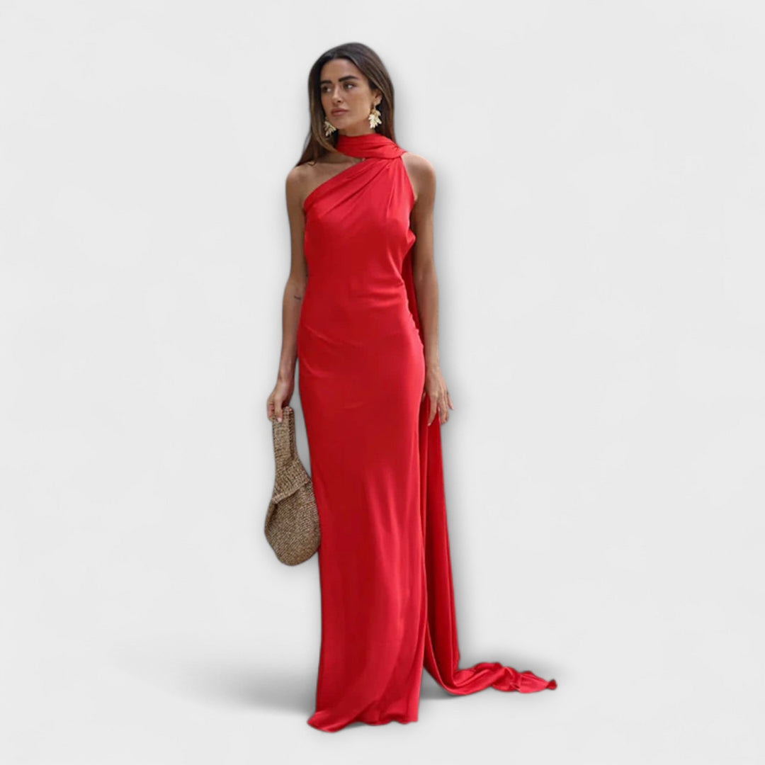 Anika - Schickes Off-Shoulder Halter Maxikleid