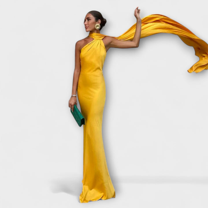 Anika - Schickes Off-Shoulder Halter Maxikleid