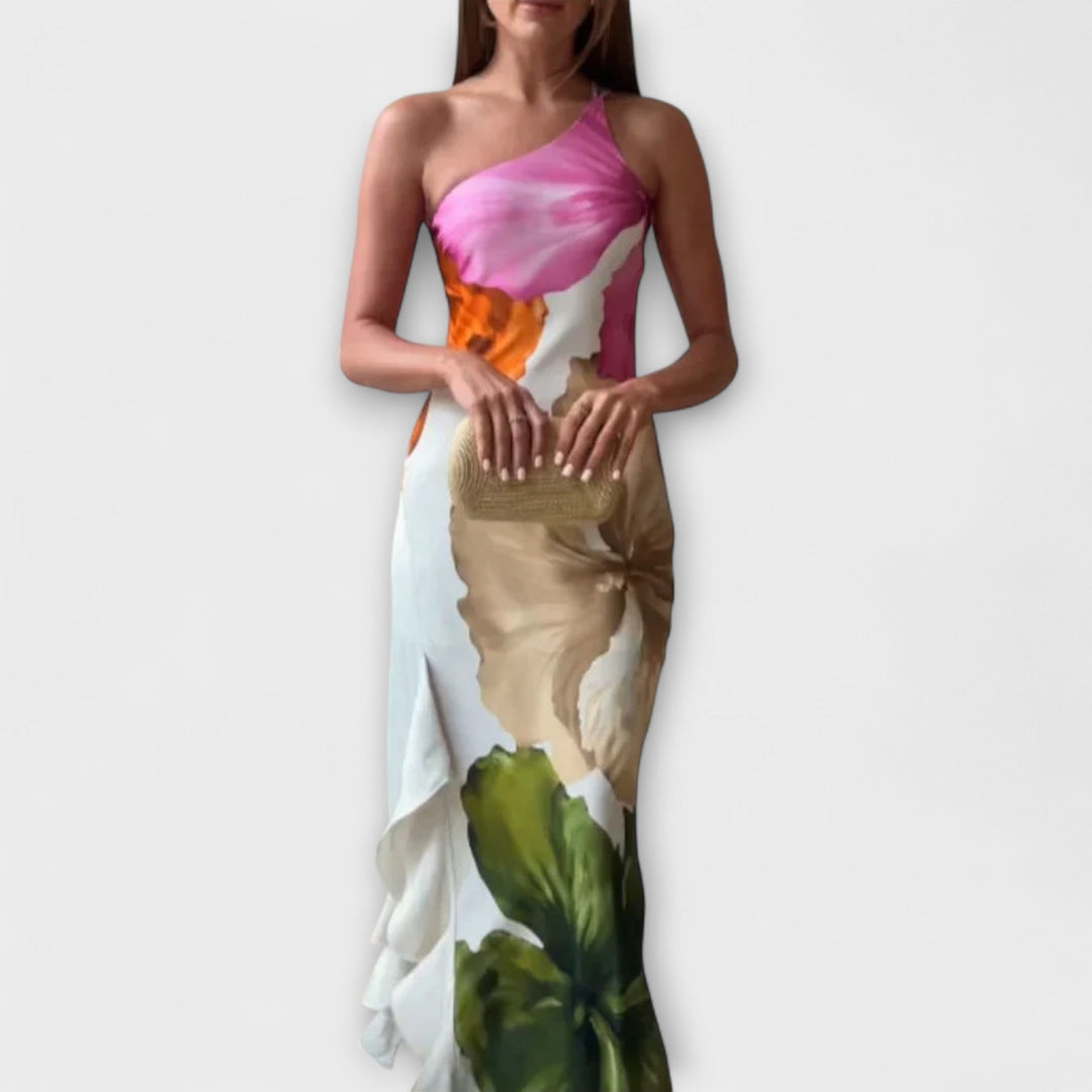 Waltraude - Elegantes Patchwork Maxi Kleid