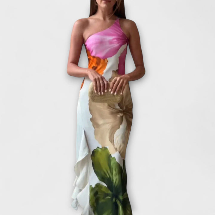 Waltraude - Elegantes Patchwork Maxi Kleid