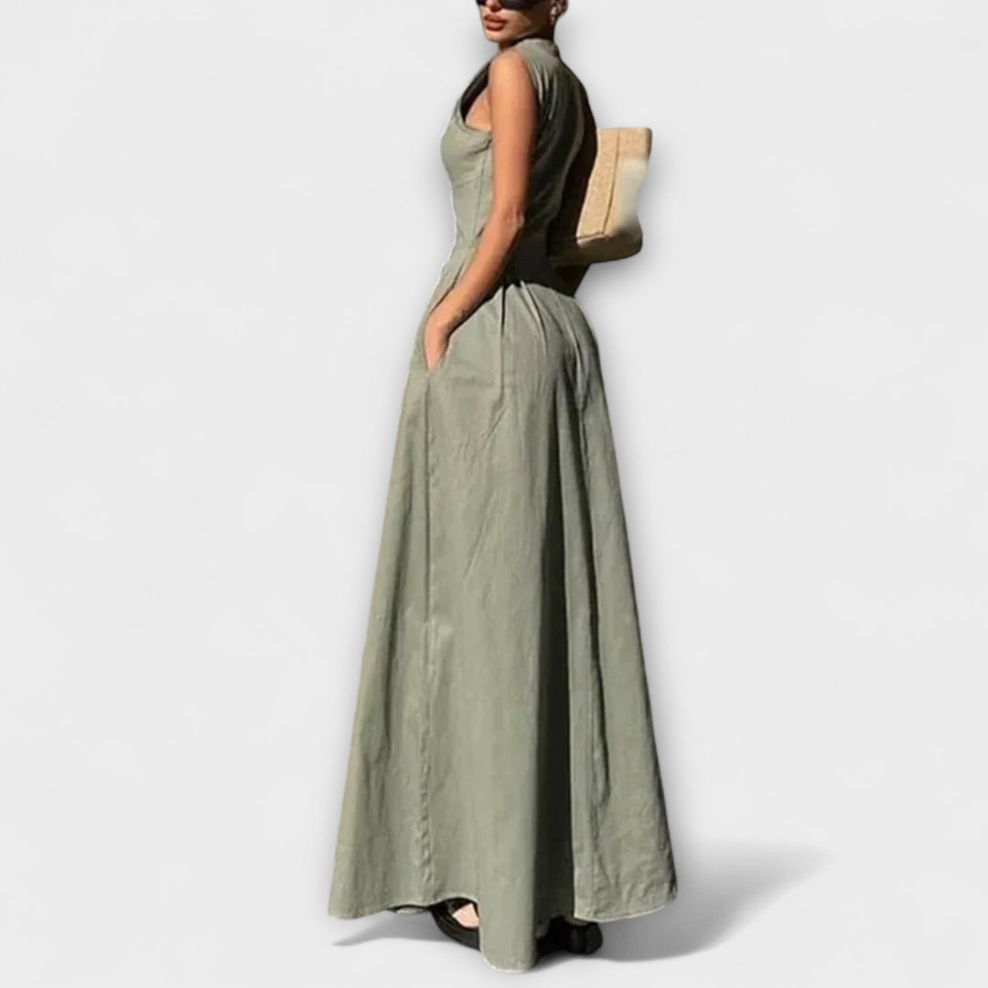 Eva - Ärmelloses Plissee Bodycon Midi Kleid