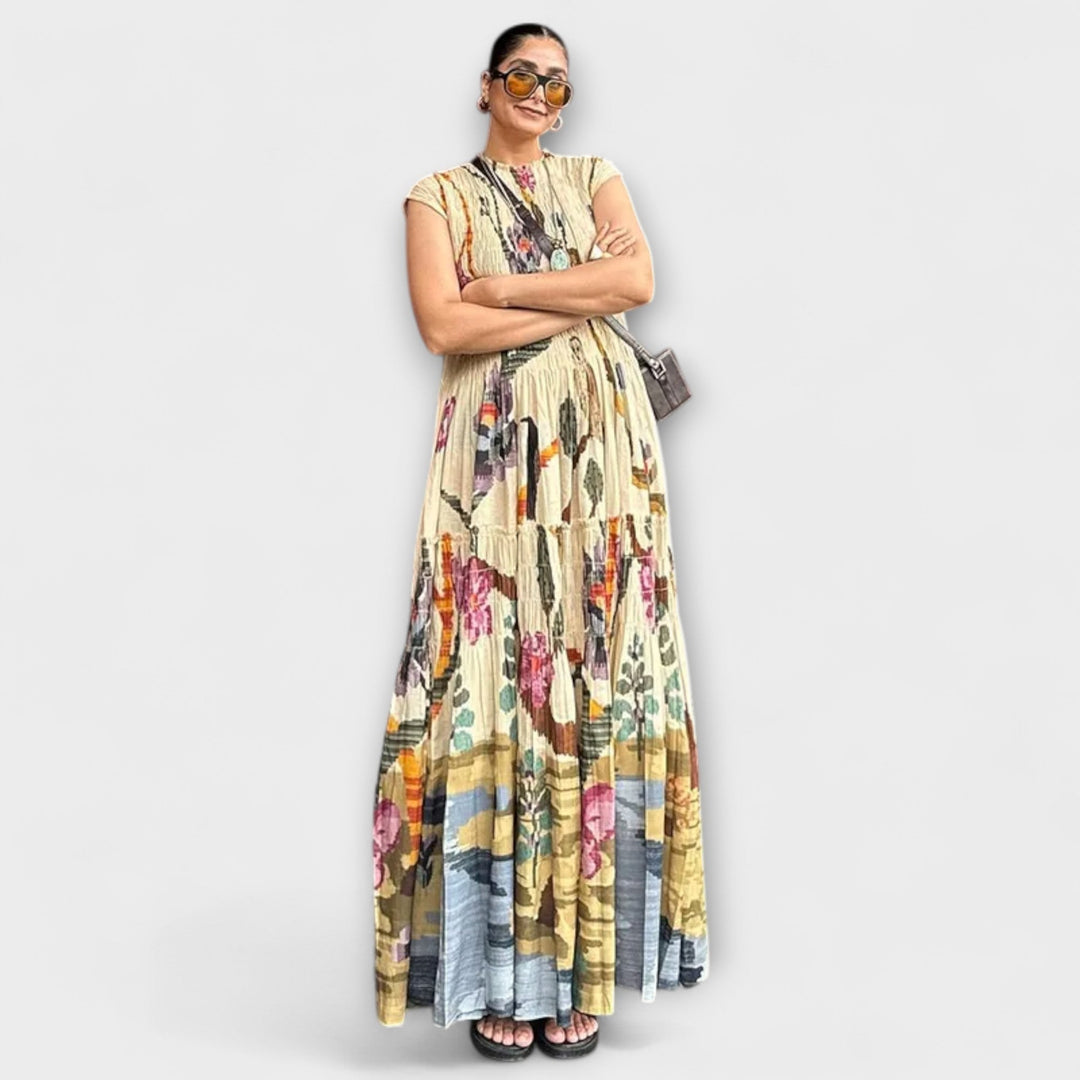 Elli - Elegantes Plissiertes Langarmkleid