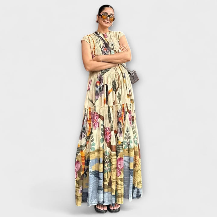 Elli - Elegantes Plissiertes Langarmkleid