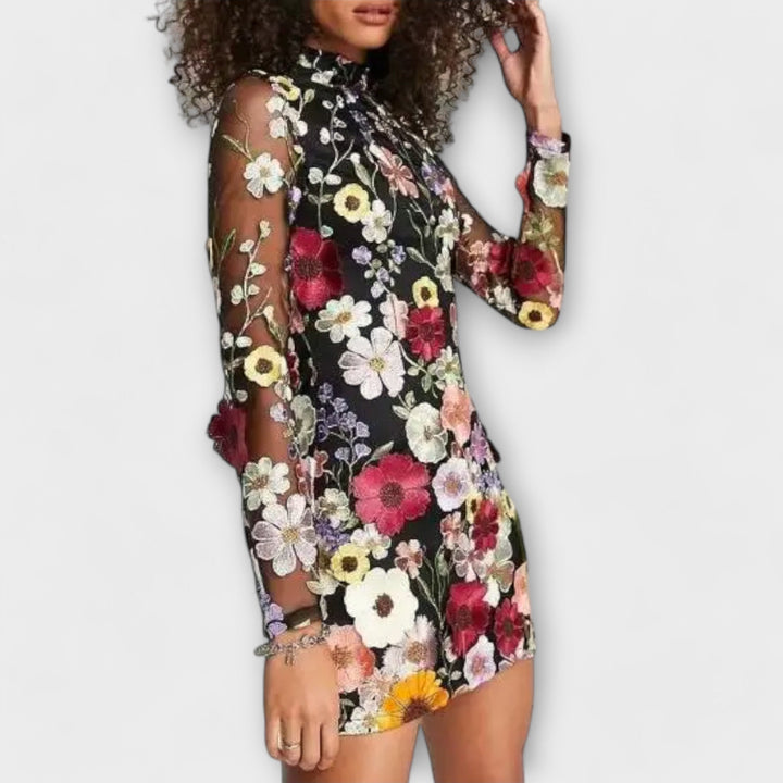 Magrit - Kleid mit 3D-Blumenmuster