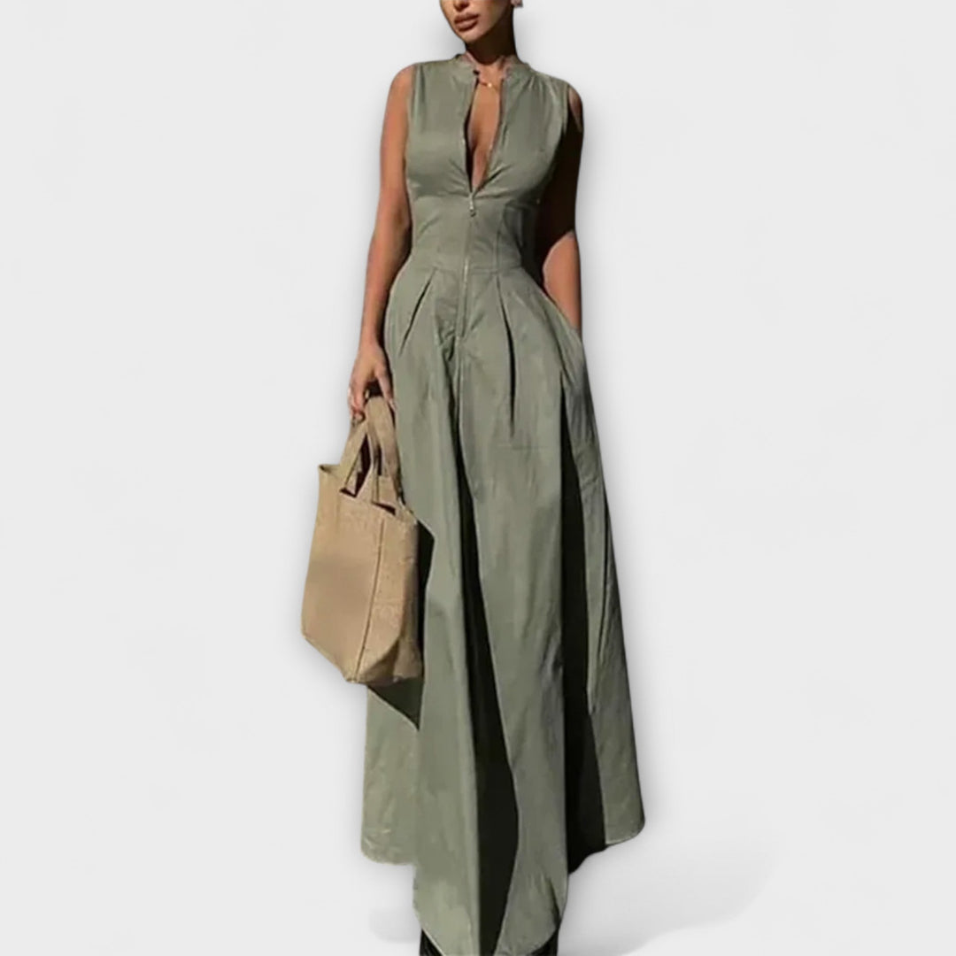 Eva - Ärmelloses Plissee Bodycon Midi Kleid