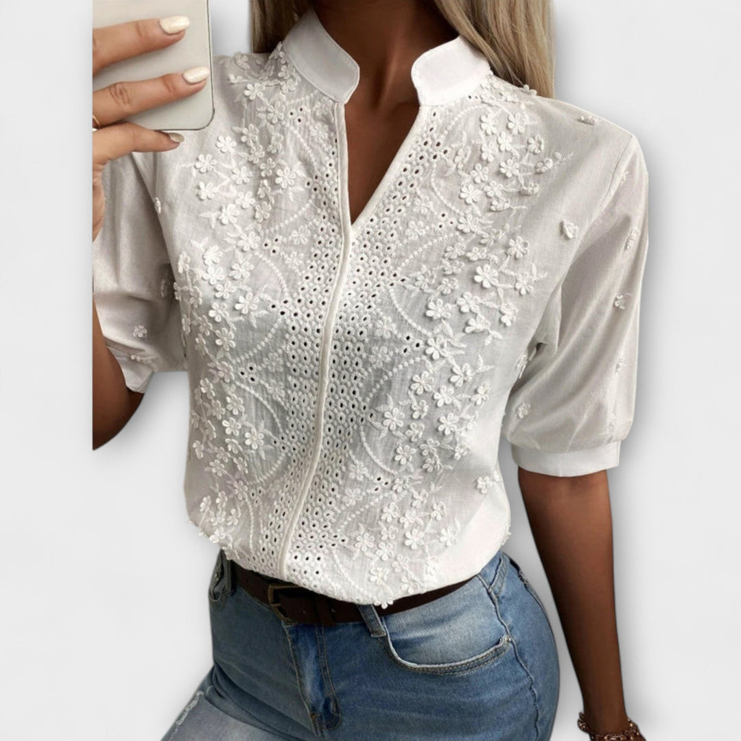 Simone - Mila Bluse mit exquisiter Stickerei
