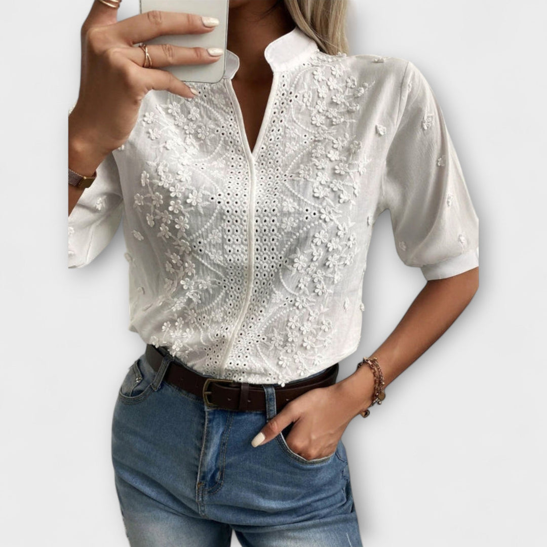 Simone - Mila Bluse mit exquisiter Stickerei