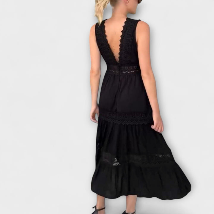 Hannelore - Elegantes V-Ausschnitt Spitzenkleid