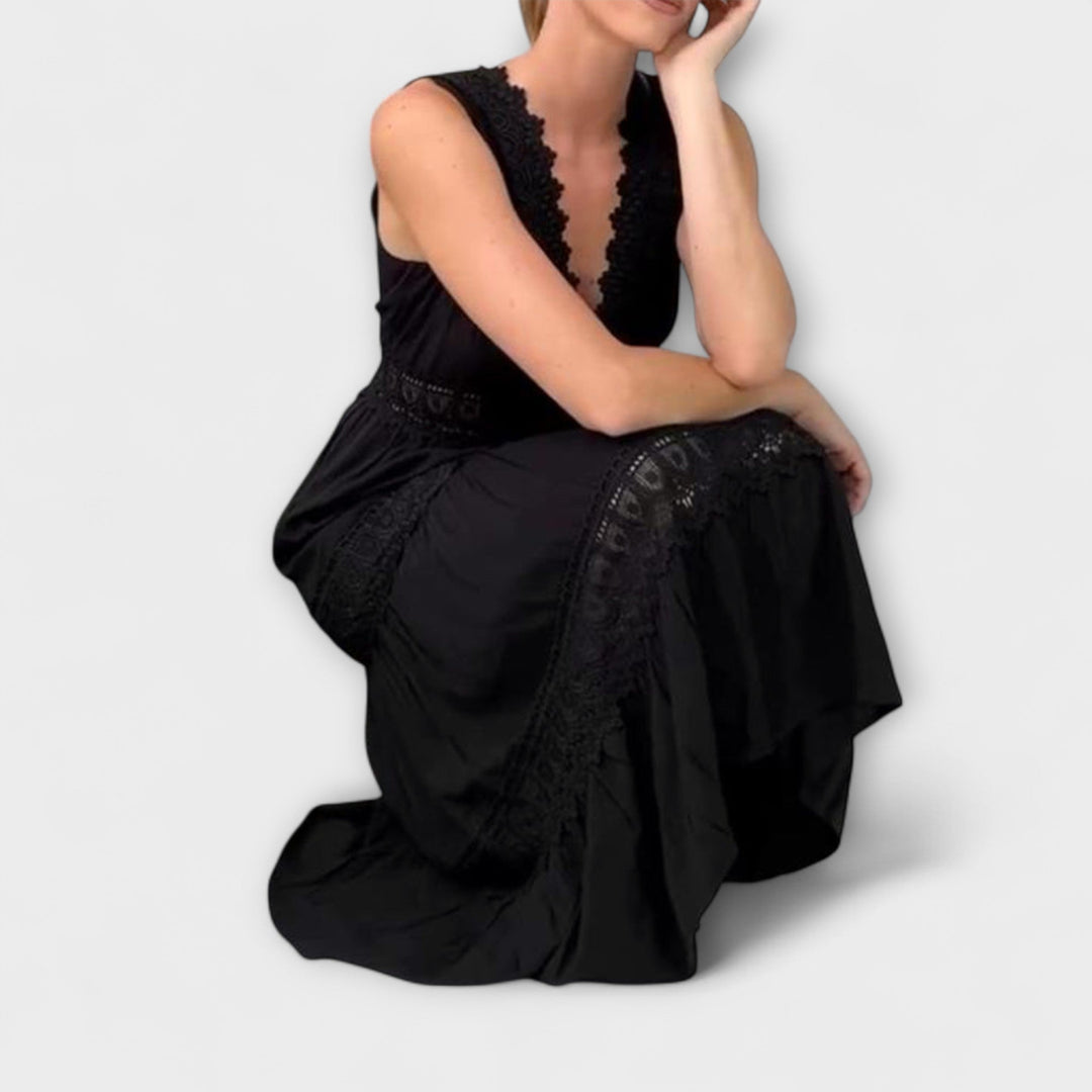 Hannelore - Elegantes V-Ausschnitt Spitzenkleid