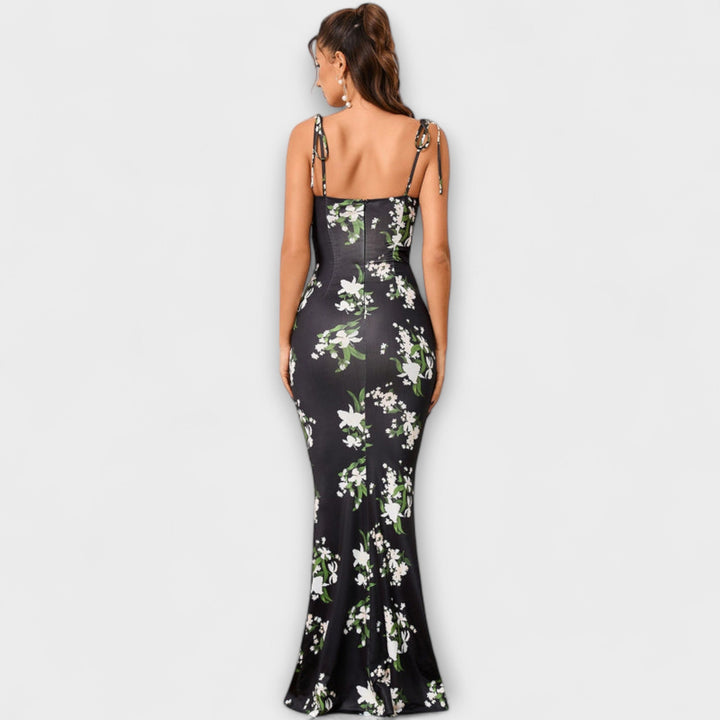 Kathrin - Floral Print Prom Dress mit gebundenen Schulterträgern