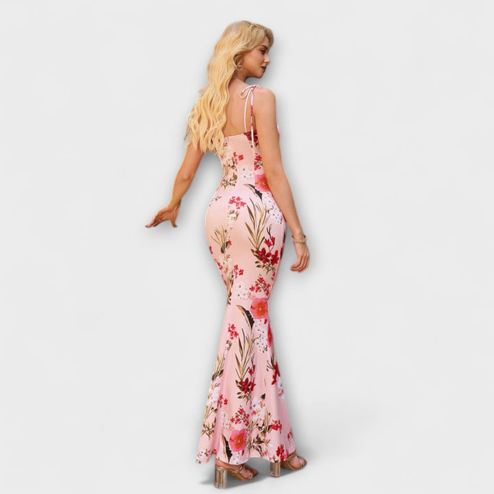 Kathrin - Floral Print Prom Dress mit gebundenen Schulterträgern