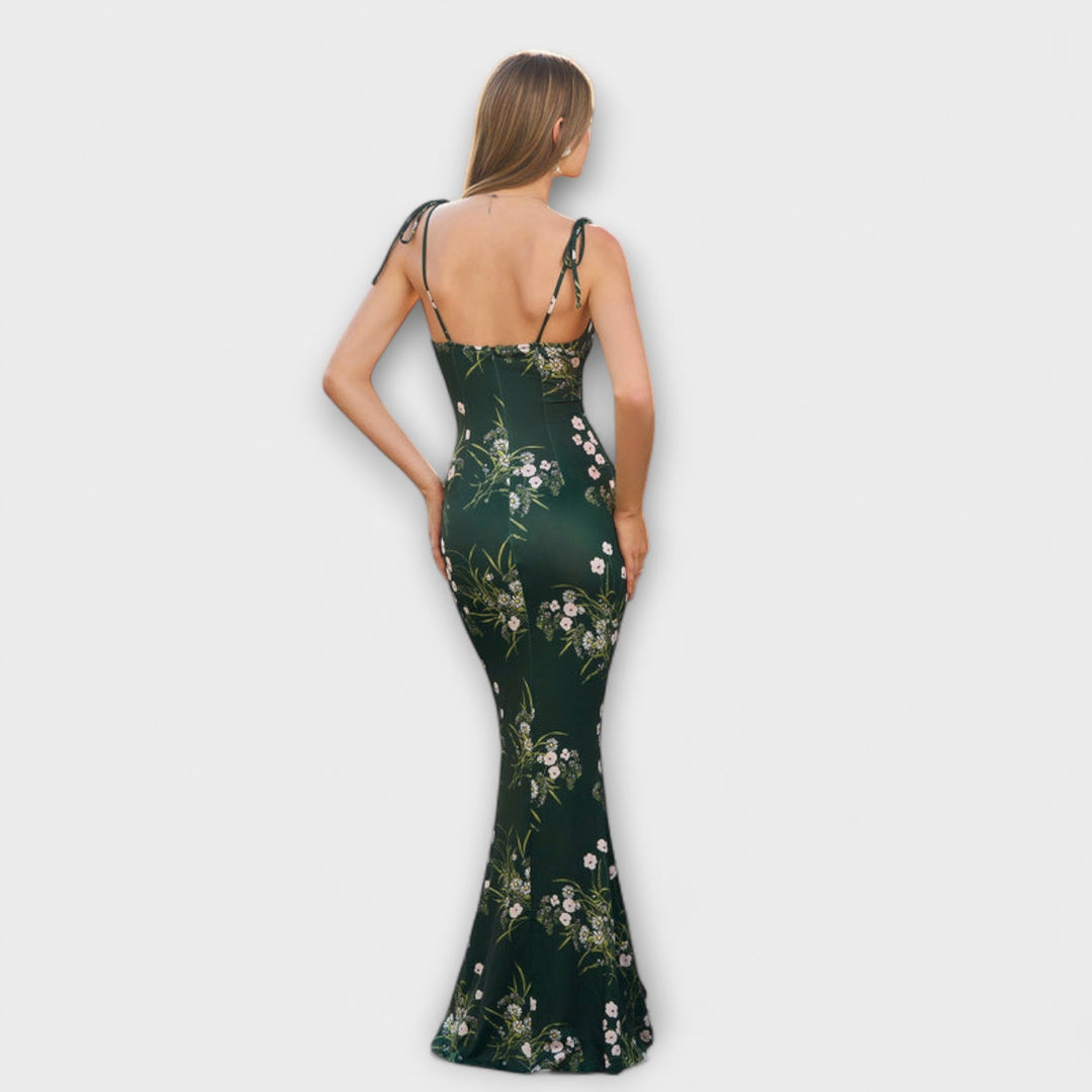 Kathrin - Floral Print Prom Dress mit gebundenen Schulterträgern