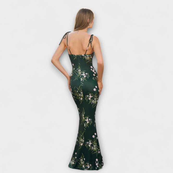 Kathrin - Floral Print Prom Dress mit gebundenen Schulterträgern