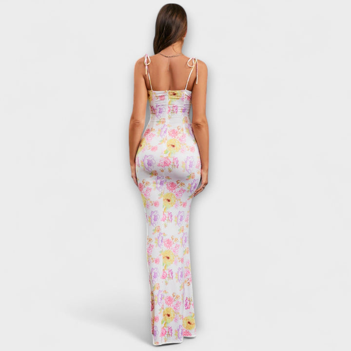Kathrin - Floral Print Prom Dress mit gebundenen Schulterträgern